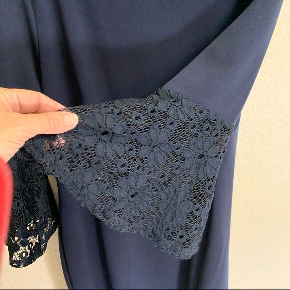 Hope & Harlow Navy Blue Bell Sleeve Dress - Size 14 - Picture 13 of 14